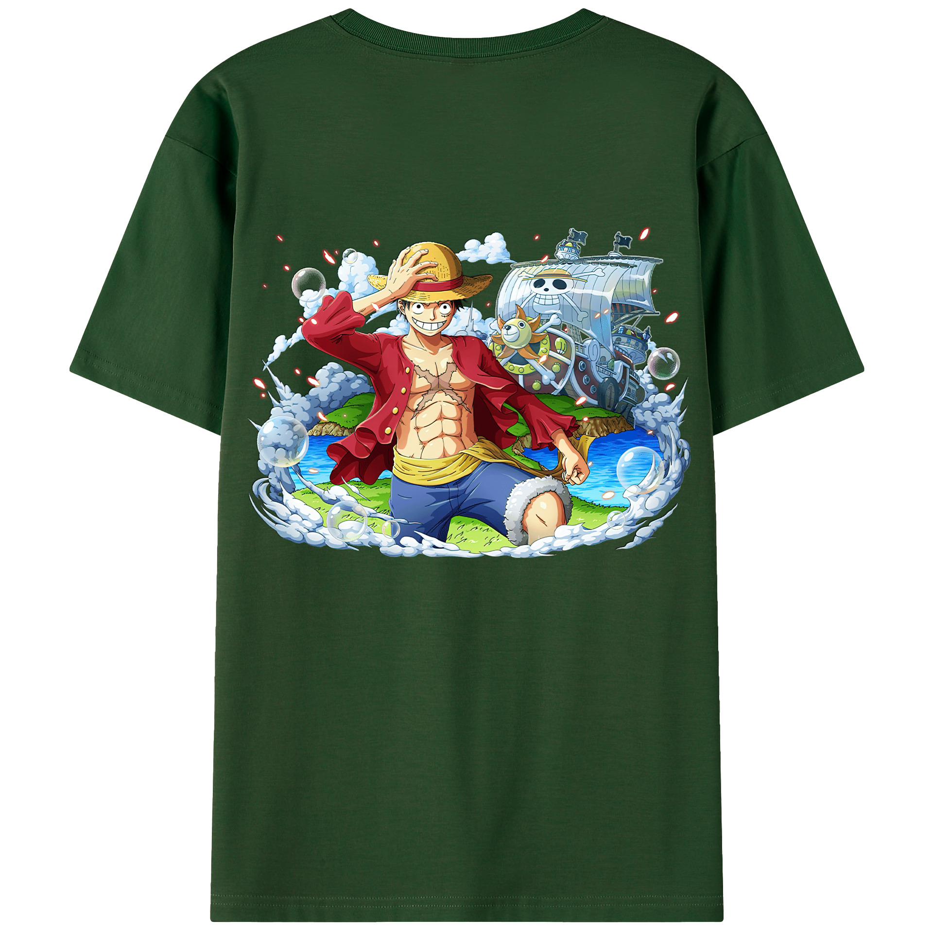 ワンピース モンキー・D・ルフィ ONE PIECE Monkey D. Luffy 綿100％半袖Tシャツ（背面プリント）